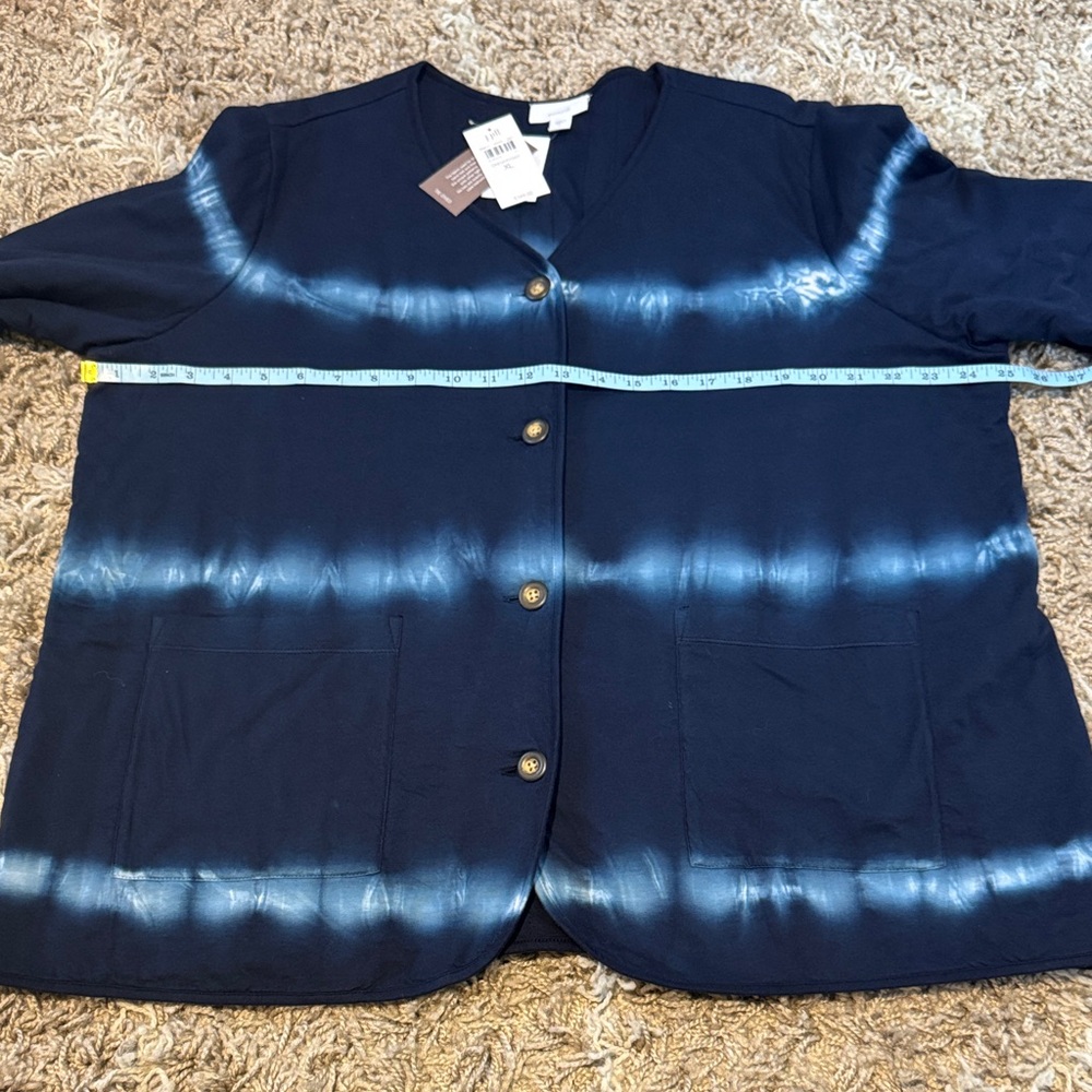 NWT J. Jill Pure Jill Navy Blue Tie-Dye Button-Up Cardigan size XL - Picture 12 of 17